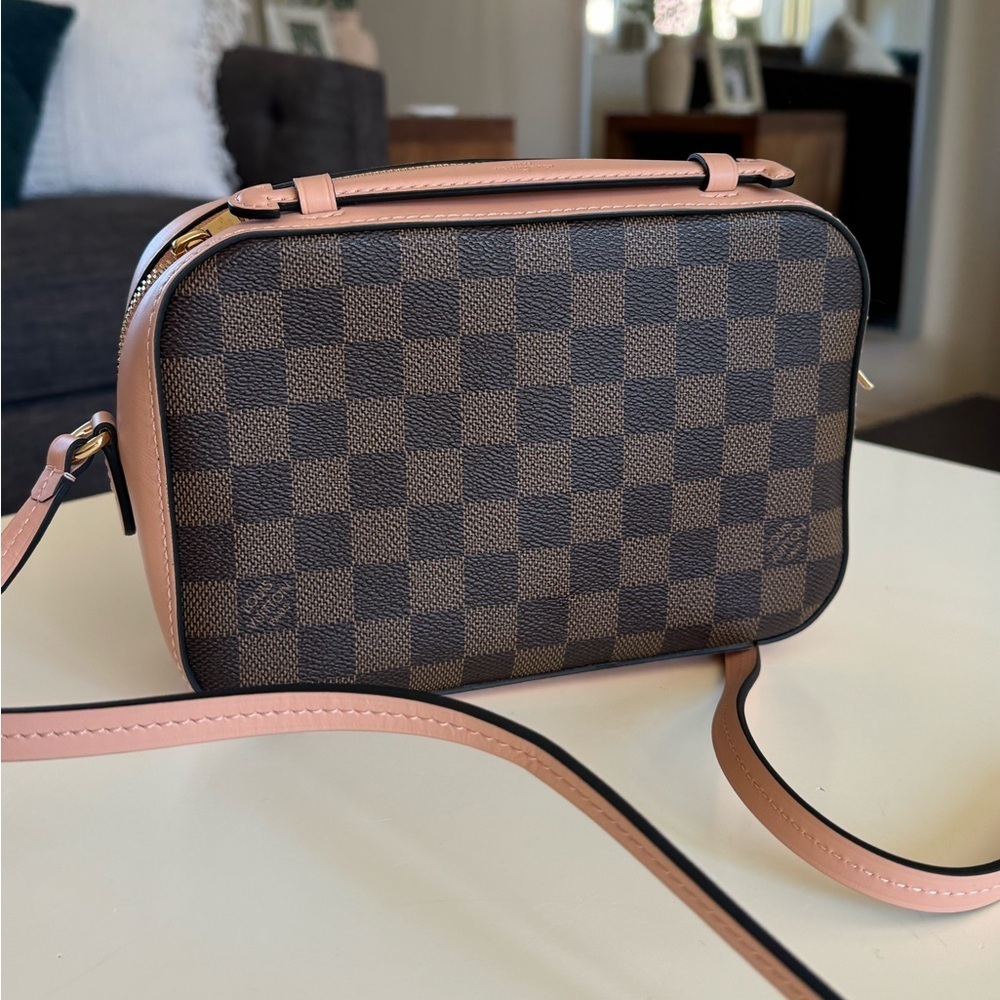 Louis Vuitton Brown Damier Ebene Canvas and Pink Leather Santa Monica Camera Bag - Picture 8 of 16